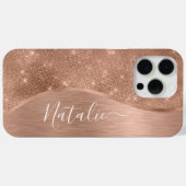 Metallische Rose Gold Glitzer Personalisiert Case-Mate iPhone Hülle (Rückseite (Horizontal))