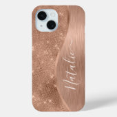 Metallische Rose Gold Glitzer Personalisiert Case-Mate iPhone Hülle (Rückseite)