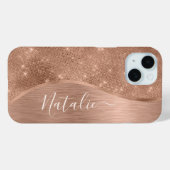 Metallische Rose Gold Glitzer Personalisiert Case-Mate iPhone Hülle (Rückseite (Horizontal))