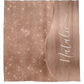 Metallische Rose Gold Glitzer Personalisiert Duschvorhang (Vorderseite)