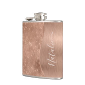Metallische Rose Gold Glitzer Personalisiert Flachmann (Links)