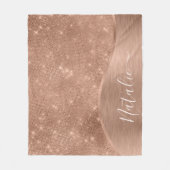 Metallische Rose Gold Glitzer Personalisiert Fleecedecke (Vorderseite)