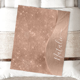Metallische Rose Gold Glitzer Personalisiert Fleecedecke