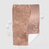 Metallische Rose Gold Glitzer Personalisiert Golfhandtuch (Insitu)