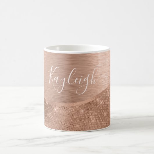 Metallische Rose Gold Glitzer Personalisiert Kaffeetasse (Mittel)