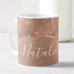 Metallische Rose Gold Glitzer Personalisiert Kaffeetasse<br><div class="desc">Einfach personalisieren Sie diese Rose goldgebürstetes Metall und glamouröse Imitate Glitzer gemusterte Kaffee-Tasse mit Ihrem eigenen individuelle Name.</div>