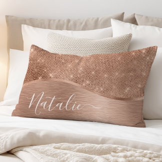 Metallische Rose Gold Glitzer Personalisiert Kissenbezug