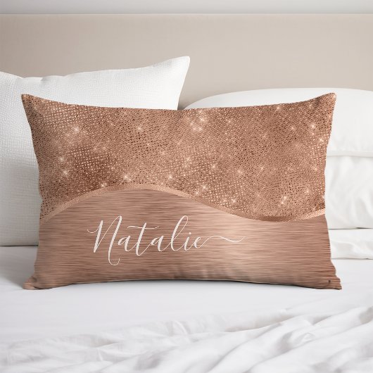 Metallische Rose Gold Glitzer Personalisiert Kissenbezug