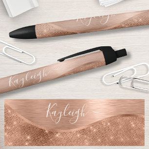Metallische Rose Gold Glitzer Personalisiert Kugelschreiber