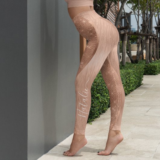 Metallische Rose Gold Glitzer Personalisiert Leggings