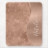 Metallische Rose Gold Glitzer Personalisiert Mousepad (Vorne)