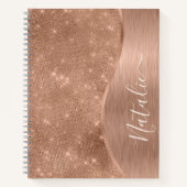 Metallische Rose Gold Glitzer Personalisiert Notizblock (Vorderseite)