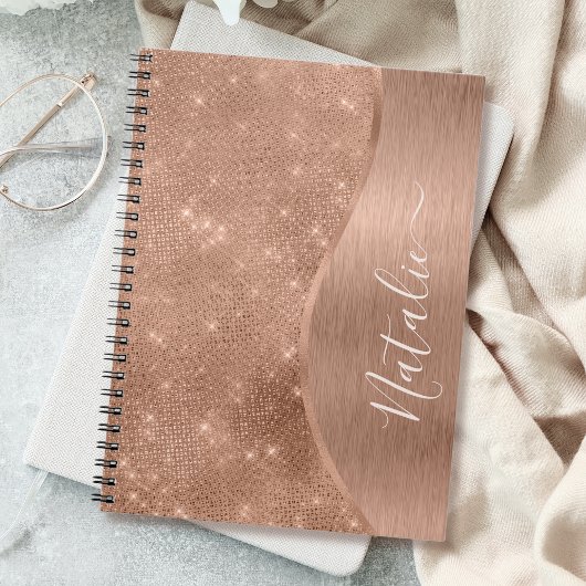 Metallische Rose Gold Glitzer Personalisiert Notizblock