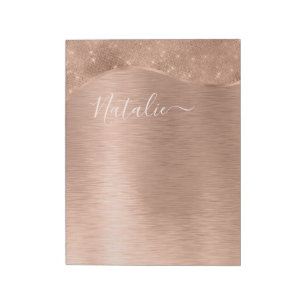 Metallische Rose Gold Glitzer Personalisiert Notizblock
