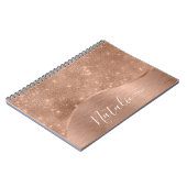 Metallische Rose Gold Glitzer Personalisiert Notizblock (Linke Seite)