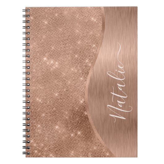 Metallische Rose Gold Glitzer Personalisiert Notizblock (Vorderseite)