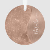 Metallische Rose Gold Glitzer Personalisiert Ornament (Rückseite)
