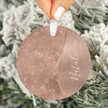 Metallische Rose Gold Glitzer Personalisiert Ornament<br><div class="desc">Diese Rose goldgebürstetes Metall und glamouröse Imitate Glitzer gemusterte Ornamente mit Ihrem eigenen individuelle Name leicht personalisieren.</div>