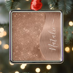Metallische Rose Gold Glitzer Personalisiert Ornament Aus Metall<br><div class="desc">Diese Rose goldgebürstetes Metall und glamouröse Imitate Glitzer gemusterte Metallschmuck mit Ihrem eigenen individuelle Name leicht personalisieren.</div>