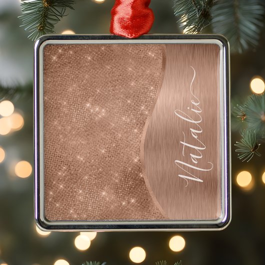 Metallische Rose Gold Glitzer Personalisiert Ornament Aus Metall