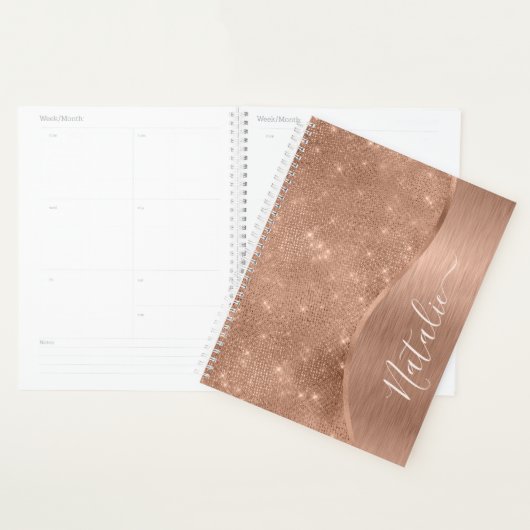 Metallische Rose Gold Glitzer Personalisiert Planer (Anzeige)