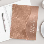 Metallische Rose Gold Glitzer Personalisiert Planer<br><div class="desc">Einfach personalisieren Sie diese Rose goldgebürstetes Metall und glamourösen Imitat Glitzer gemustert-Planer mit Ihrem eigenen individuelle Name.</div>
