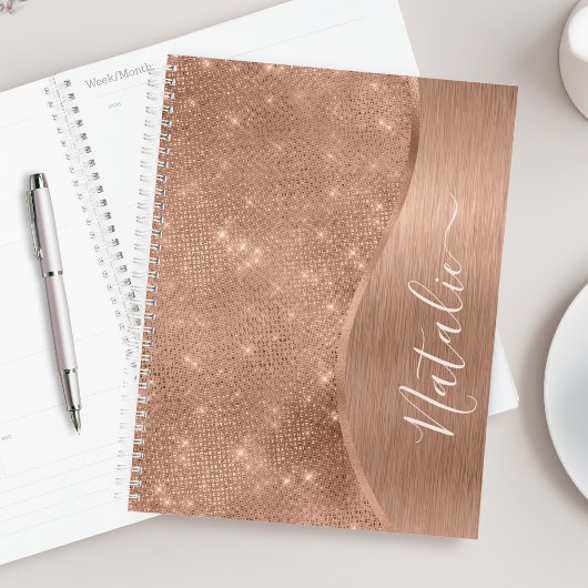 Metallische Rose Gold Glitzer Personalisiert Planer