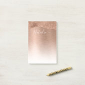 Metallische Rose Gold Glitzer Personalisiert Post-it Klebezettel (Auf Schreibtisch)