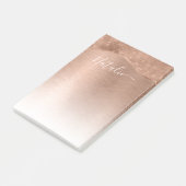 Metallische Rose Gold Glitzer Personalisiert Post-it Klebezettel (angewinkelt)