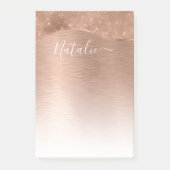 Metallische Rose Gold Glitzer Personalisiert Post-it Klebezettel (Vorderseite)