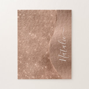 Metallische Rose Gold Glitzer Personalisiert Puzzle