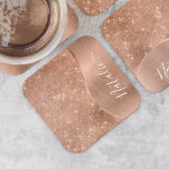 Metallische Rose Gold Glitzer Personalisiert Rechteckiger Pappuntersetzer<br><div class="desc">Diese Rose goldgebürstetes Metall und glamouröse Imitate Glitzer gemustert Papier Untersetzer mit Ihrem eigenen individuelle Name leicht personalisieren.</div>