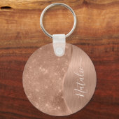 Metallische Rose Gold Glitzer Personalisiert Schlüsselanhänger (Vorderseite)