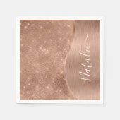 Metallische Rose Gold Glitzer Personalisiert Serviette (Vorderseite)