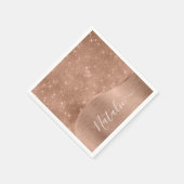 Metallische Rose Gold Glitzer Personalisiert Serviette (Ecke)