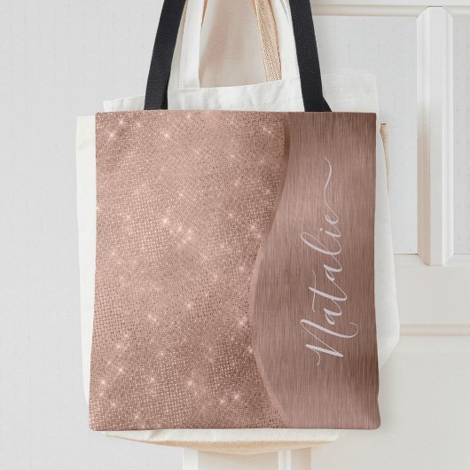 Metallische Rose Gold Glitzer Personalisiert Tasche