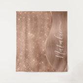 Metallische Rose Gold Glitzer Personalisiert Wandteppich (Vorderseite)