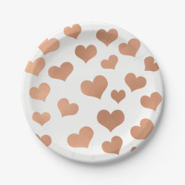Metallische Rose Gold Hearts Confetti Weißkupfer Pappteller