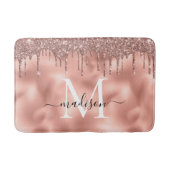 Metallische Rose Gold Monogram Pink Glitzer Tropfe Badematte (Vorderseite)