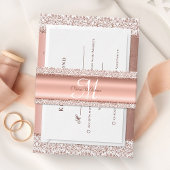 Metallische Rose Gold Monogram Wedding Einladungsbanderole
