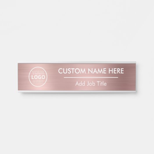 Metallische Rose Gold Name des Mitarbeiters Türschild (Vorderseite )