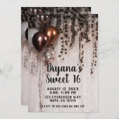 Metallische Rose Gold Pink Balloons Lights Sweet 1 Einladung (Vorne/Hinten)