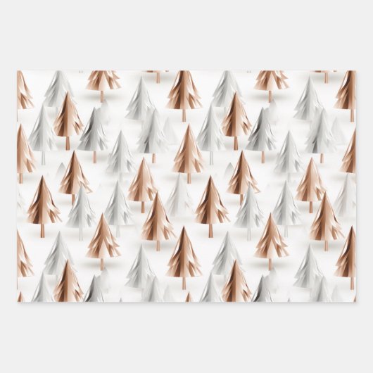 Metallische Rose Gold Pink Silberne Weihnachtsbaum Geschenkpapier Set (Vorderseite)