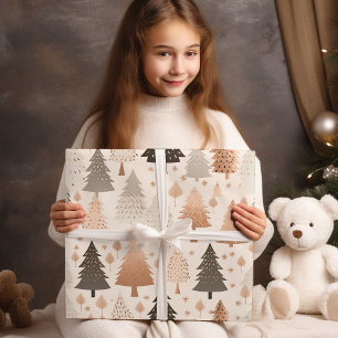 Metallische Rose Gold Pink Silberne Weihnachtsbaum Geschenkpapier Set