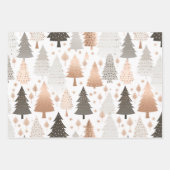 Metallische Rose Gold Pink Silberne Weihnachtsbaum Geschenkpapier Set (Vorderseite)