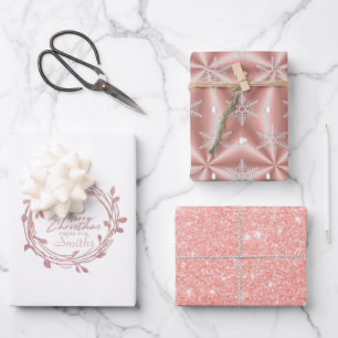 Metallische Rose Gold Platinum Silber Weihnachten Geschenkpapier Set