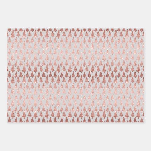 Metallische Rose Gold Platinum Silber Weihnachtsba Geschenkpapier Set (Vorderseite 2)