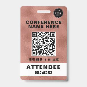 Metallische Rose Gold QR Code Konferenz Veranstalt Ausweis