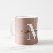 Metallische Rose Gold Signature Monogramm Kaffeetasse (Vorderseite Links)