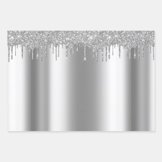 Metallische Rose Gold Silver Yellow Gold Glitzer T Geschenkpapier Set (Vorderseite 2)